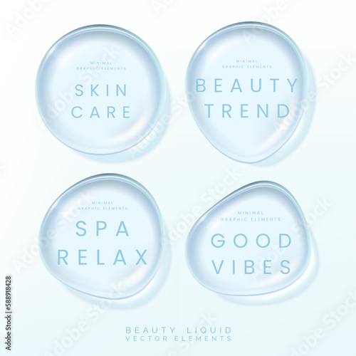 Vector 3D Illustration Beauty, Health Care or Cosmetics Liquid Palette or Waterdrop Elements for Beauty, Cosmetics and Skin Care Graphics