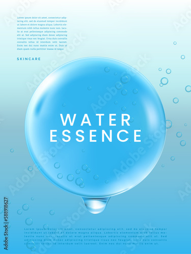 Vector Minimalist Abstract Water Drops Poster, Book Cover or Advertisement Background. Light Blue.