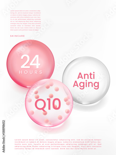 Vector 3D Illustration Beauty, Health Care or Cosmetics Cell or Molecule Ingredients Icon for Beauty, Cosmetics and Skin Care Graphics.