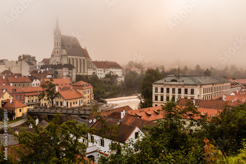 Wallpaper Mural Morning foggy view of Cesky Krumlov, Czech Republic Torontodigital.ca