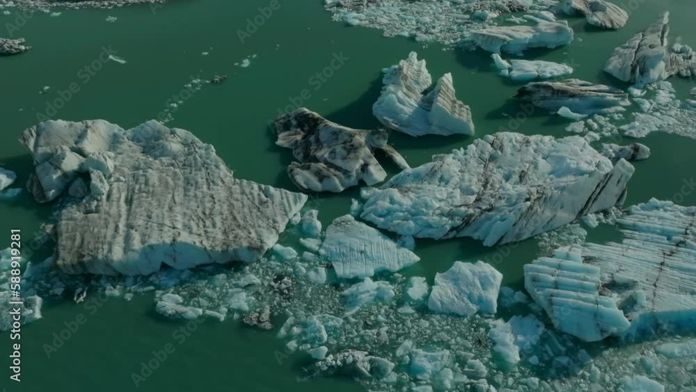 Aerial view of Svinafellsjokull Glacier melting, Austurland, Iceland. Aerial view of Svinafellsjokull Glacier melting, Austurland, Iceland.