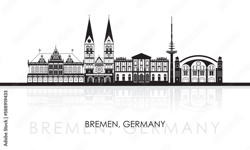 Silhouette Skyline panorama of city of Bremen, Germany - vector illustration Silhouette Skyline panorama of city of Bremen, Germany - vector illustration