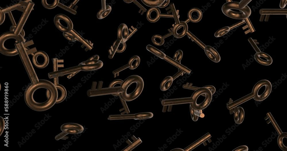 Copper 3d Icon Key falling slow motion Copper 3d Icon Key falling slow motion