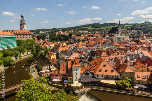 Panorama of Cesky Krumlov town, Czech Republic