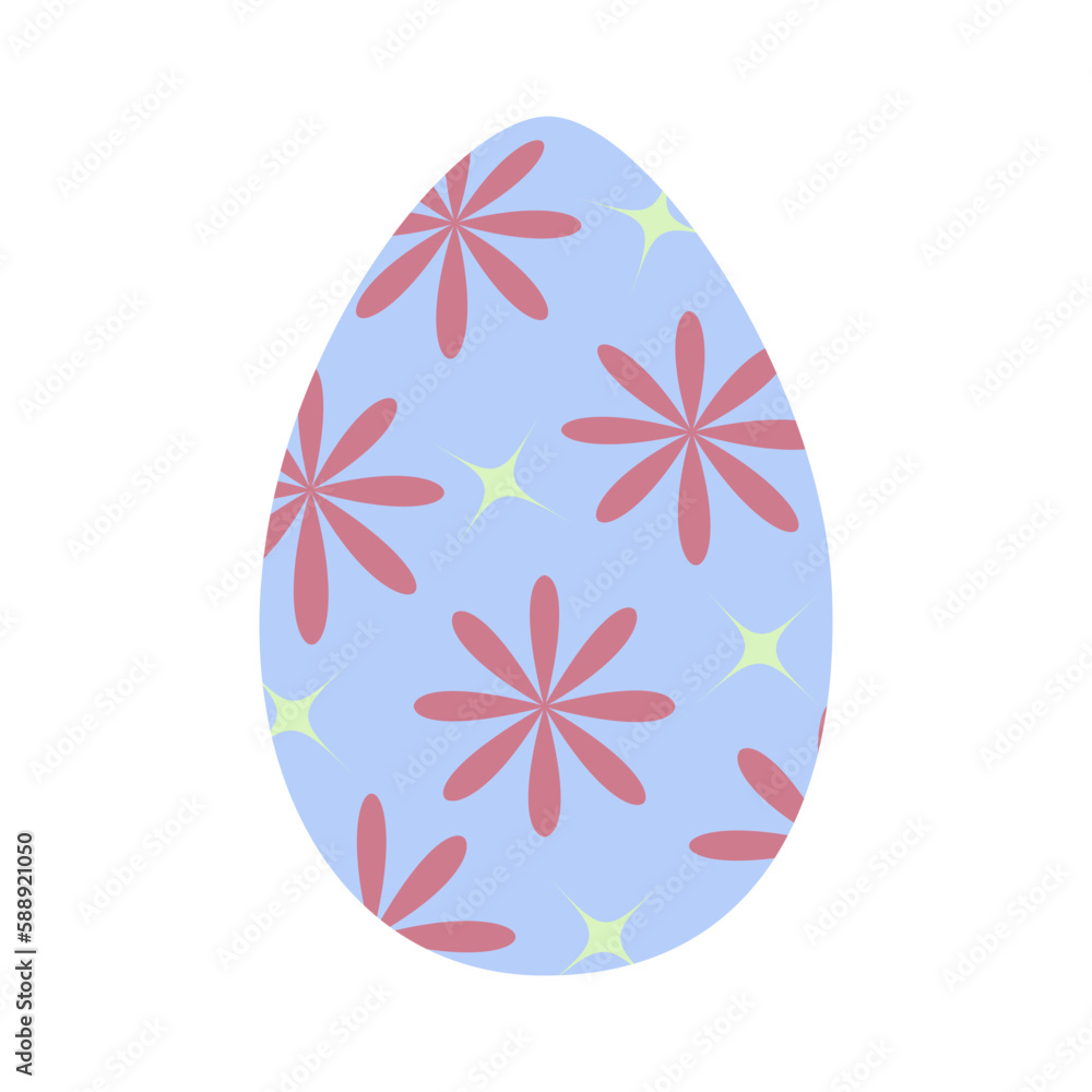 Easter egg in trendy blue with pattern of abstract stars and flowers. Happy Easter. Holiday. EPS Easter egg in trendy blue with pattern of abstract stars and flowers. Happy Easter. Holiday. EPS