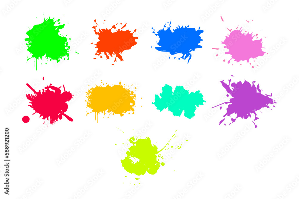 Collection of colorful ink frames isolated on the white background. Set of abstract neon Ink paintbrush backgrounds, banners, shapes, figures. Collection of colorful ink frames isolated on the white background. Set of abstract neon Ink paintbrush backgrounds, banners, shapes, figures.