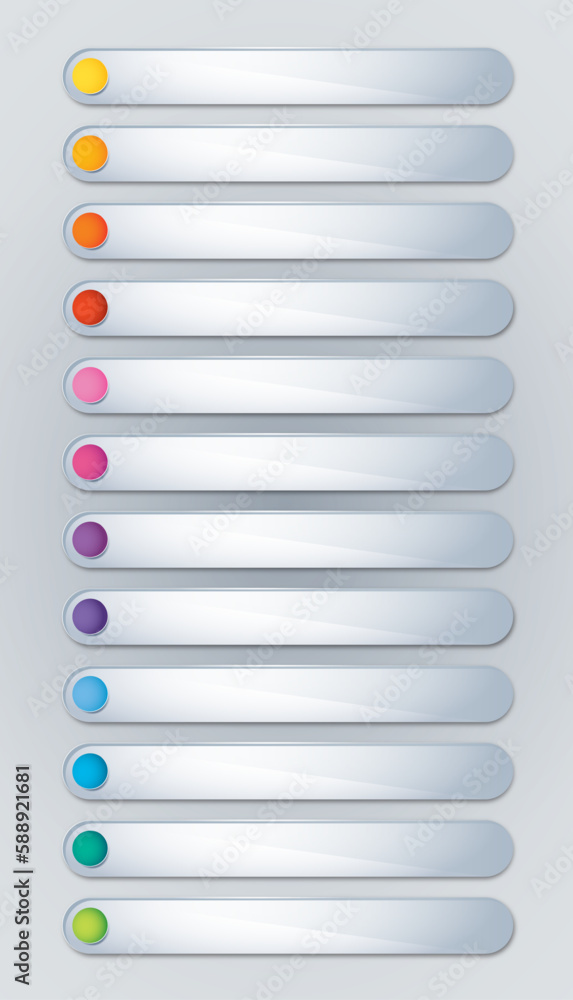 Templates for presentations, advertising, layouts, annual reports. Oblong frames for text and icons or percentages or symbol. 12 different colors Templates for presentations, advertising, layouts, annual reports. Oblong frames for text and icons or percentages or symbol. 12 different colors