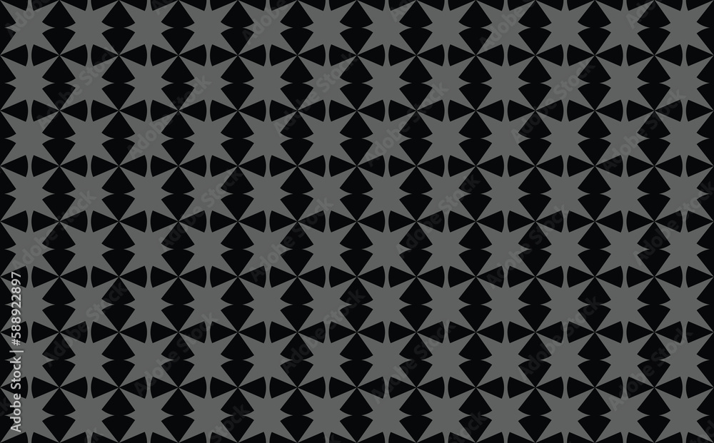 Dark black colored stars seamless vector pattern. Suitable for wallpaper, banner, cover, card, and prints.