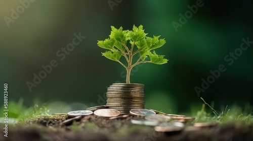 plant growing from coins