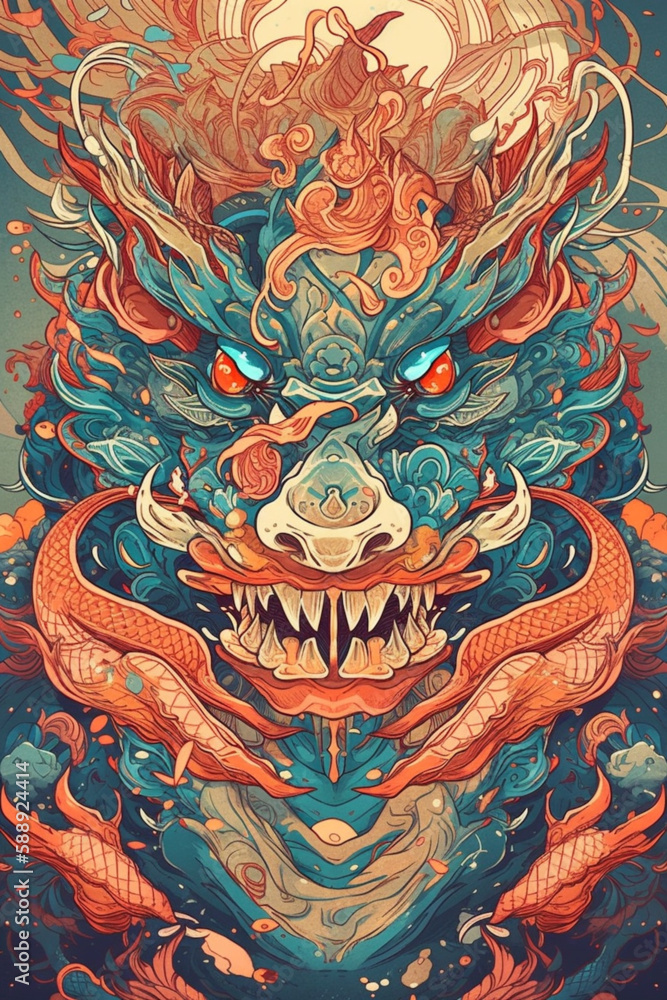 Obraz premium The Dragon in chinese guochao style
