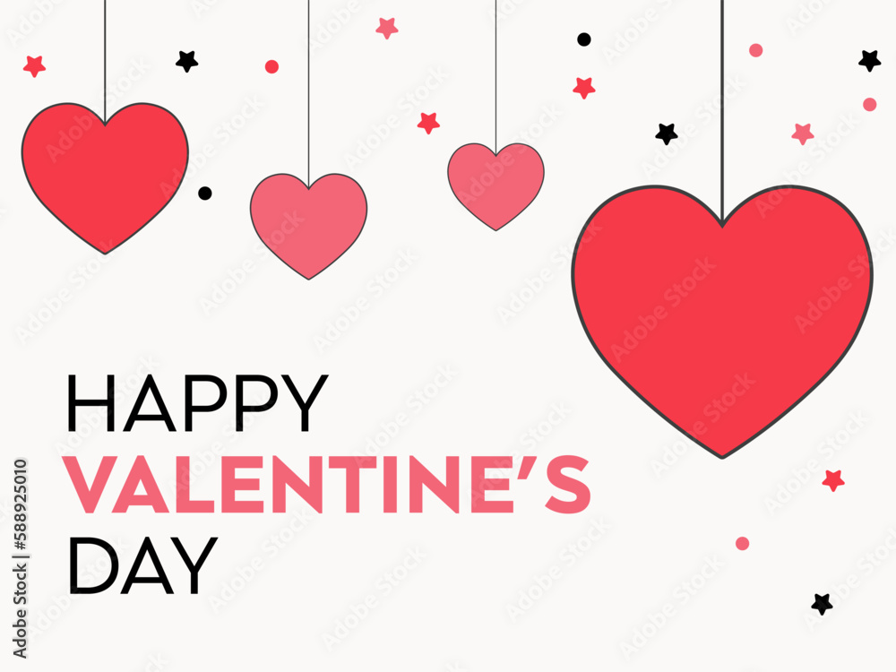 Valentines day abstract background with hearts on red background. Vector