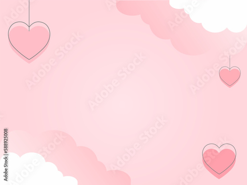 happy Valentine's day banner in paper cut style. valentines illustration, heart vector illustration paper cut style