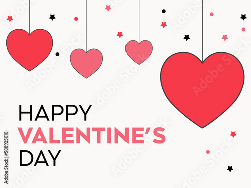 Valentines day abstract background with hearts on red background. Vector