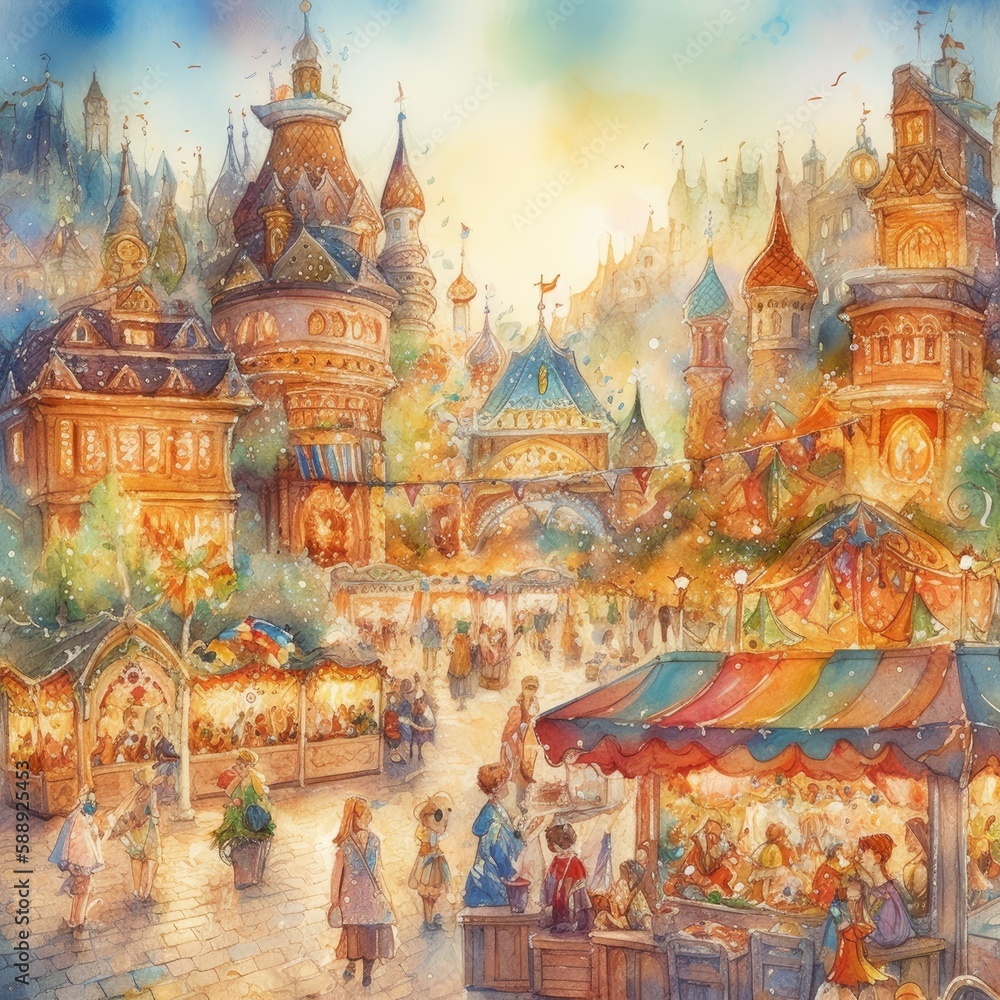 Watercolor Lively Festival Generative Ai