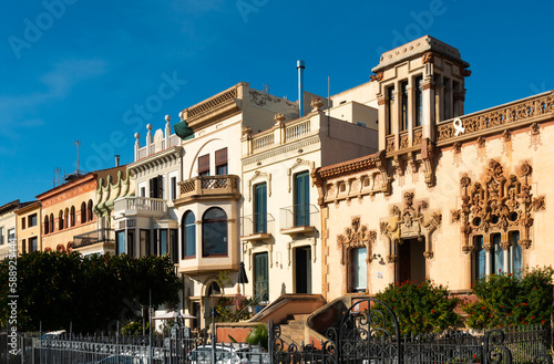 Architecture and views of the city of Vilassar de mar on a sunny summer day. Spain photo