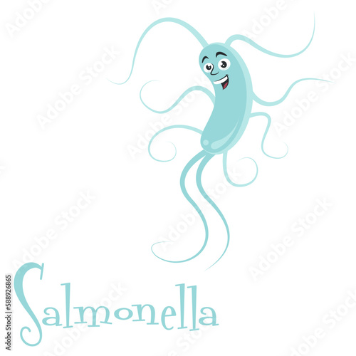 Cartoon Character of Salmonella Bacteria educational vector graphic