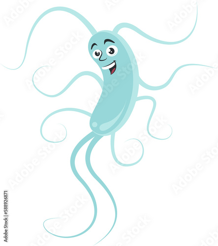 Bild auf Leinwand Cartoon Character of Salmonella Bacteria educational transparent graphic
