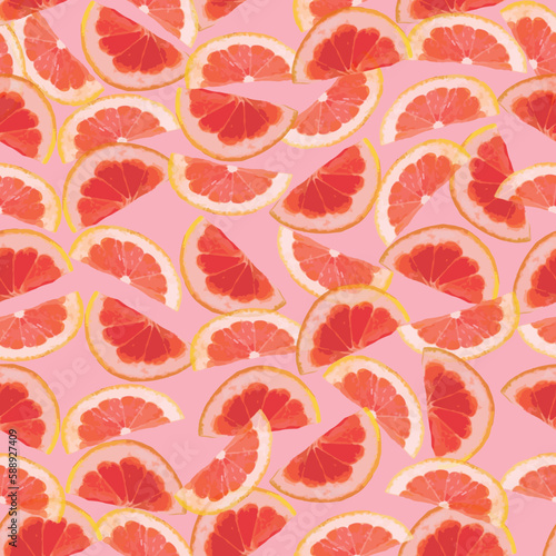 seamless pattern pink grapefruit 