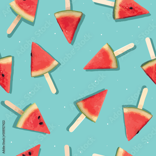 watermelon popsicle seamless pattern