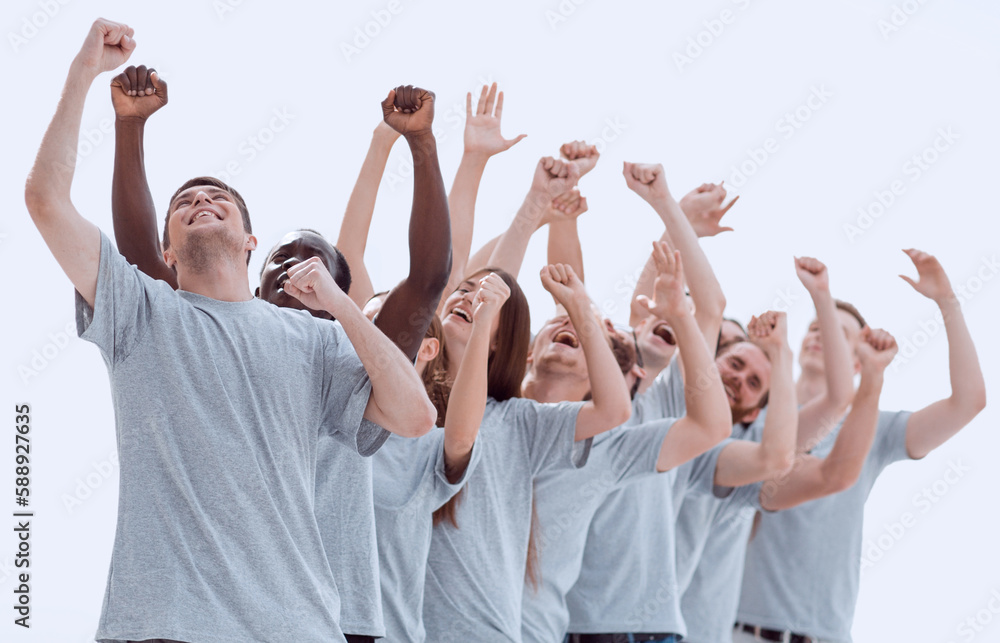 group of happy young people with hands up group of happy young people with hands up