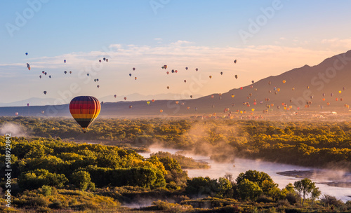 Albuquerque International Balloon Fiesta Mass Ascension at Sunrise, Hot Air Balloons  photo