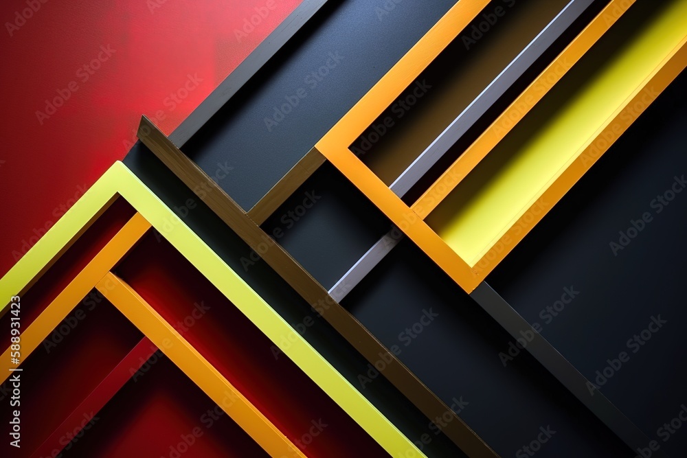 Abstract background with 3D colorful lines in red, yellow and black tones. Generative AI Abstract background with 3D colorful lines in red, yellow and black tones. Generative AI