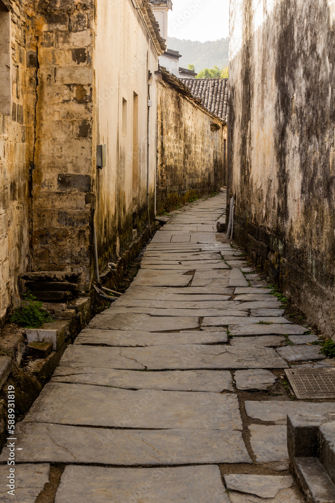 Alley in Xidi village, Anhui province, China Alley in Xidi village, Anhui province, China