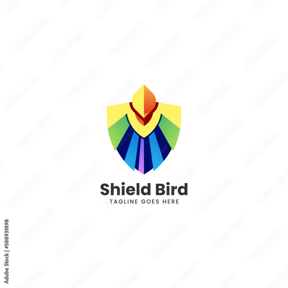 Vector Logo Illustration Shield Bird Gradient Colorful Style.