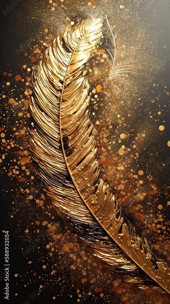 Gold feather background, detailed, textured, generative-ai-assisted