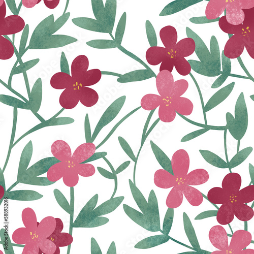 Seamless pattern with flowers. Flower bush. Color illustration. The print is used for Wallpaper design, fabric, textile, packaging.