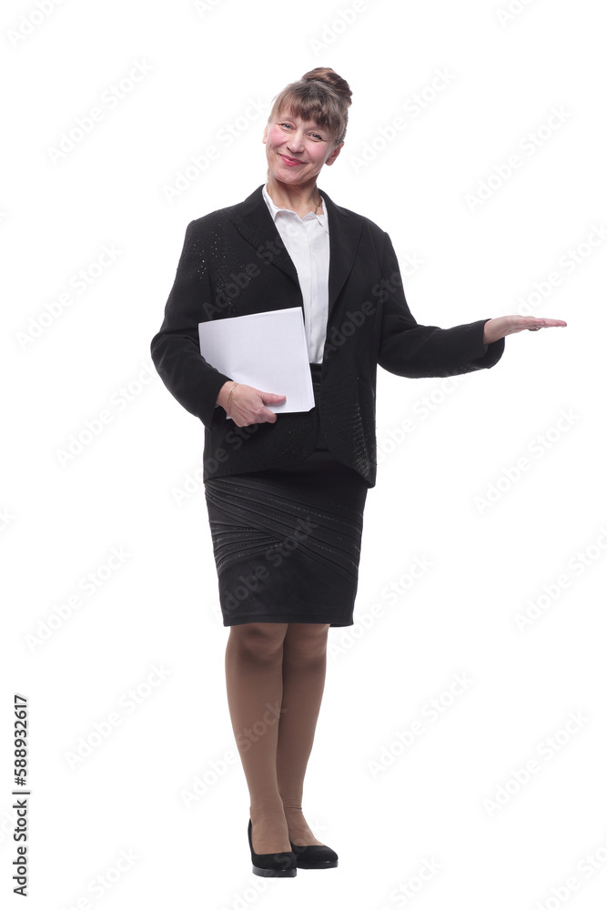 Full length portrait of a businesswoman holding documents Full length portrait of a businesswoman holding documents