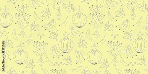 banana pattern vector. bananas seamless illustration on yellow background