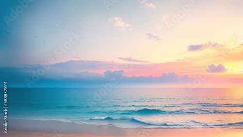 Tropical beach with ocean on background. Generative AI © Fernando