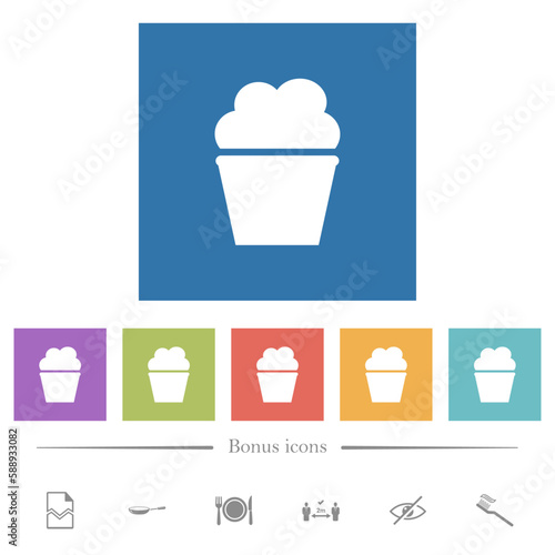 Shake with cream solid flat white icons in square backgrounds