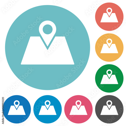 GPS route planning flat round icons