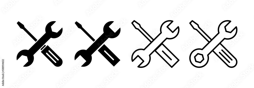 Repair tools icon vector for web and mobile app. tool sign and symbol. setting icon. Wrench and screwdriver. Service Repair tools icon vector for web and mobile app. tool sign and symbol. setting icon. Wrench and screwdriver. Service