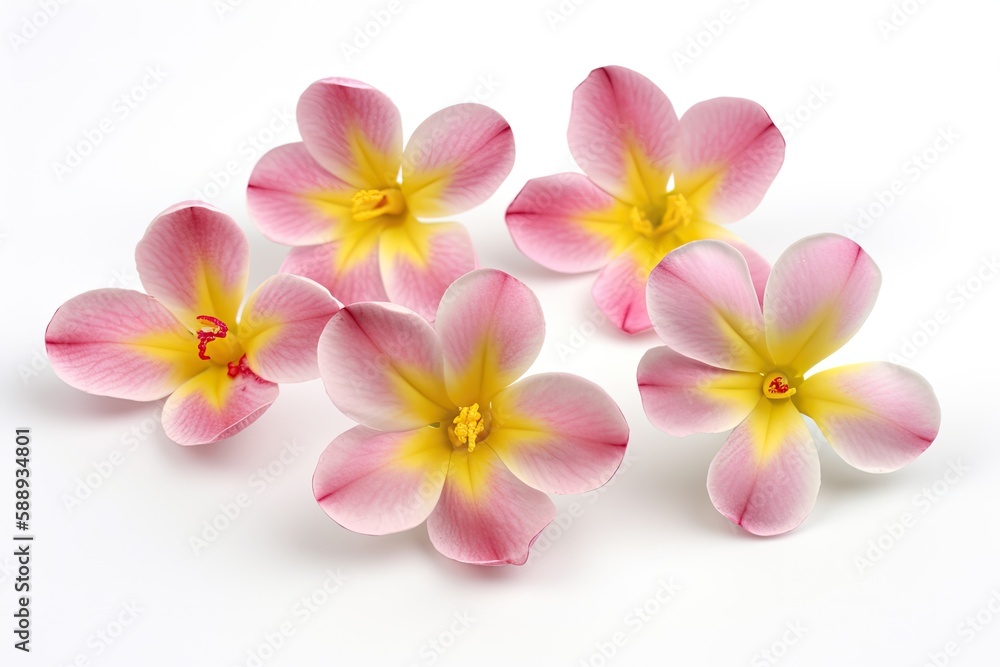 colorful bouquet of pink and yellow flowers on a white background. Generative AI colorful bouquet of pink and yellow flowers on a white background. Generative AI