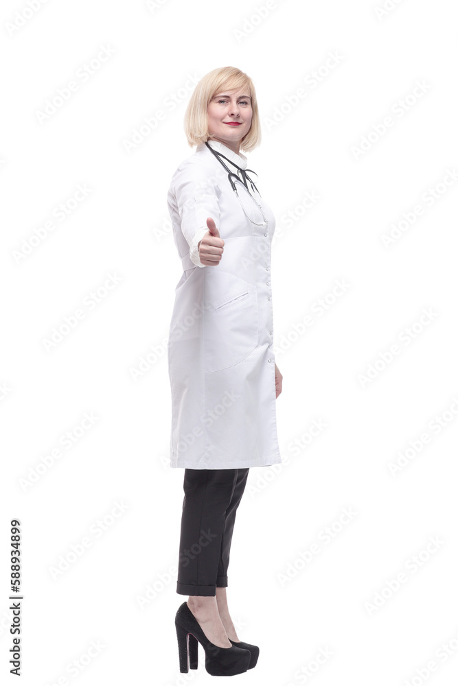 qualified female doctor . isolated on a white background. qualified female doctor . isolated on a white background.