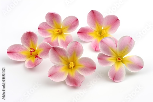 colorful bouquet of pink and yellow flowers on a white background. Generative AI