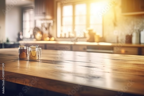 two jars of mustard placed on a kitchen table. Generative AI