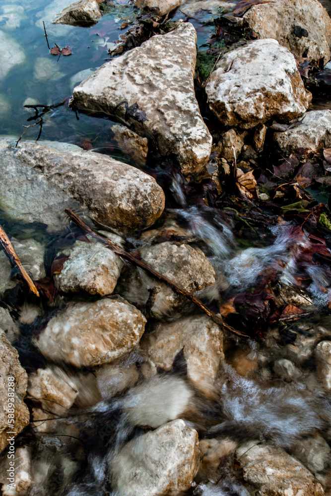 water flowing over rocks