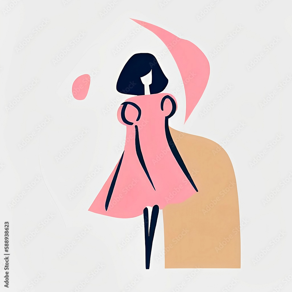 Donna con vestito rosa in stile semplice minimale Corporate Memphis generata dall'AI Donna con vestito rosa in stile semplice minimale Corporate Memphis generata dall'AI