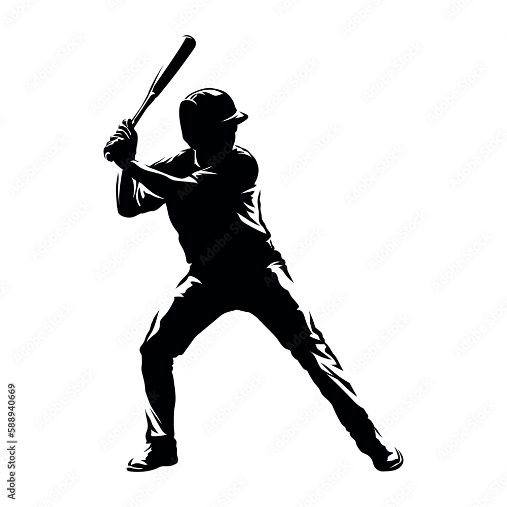 baseball player silhouette vector Stock Vector | Adobe Stock