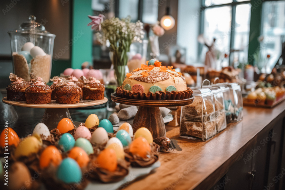 Easter delights. AI generated illustration. Easter delights. AI generated illustration.