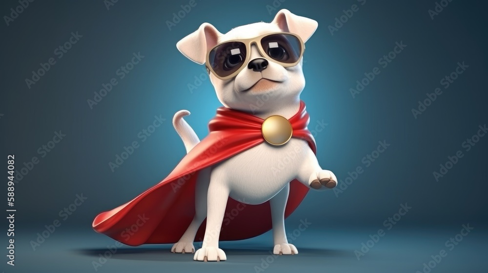 Cartoon superhero dog. Created with Generative AI.