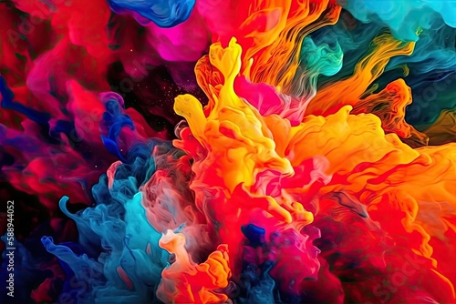 colorful abstract background over a black canvas. Generative AI