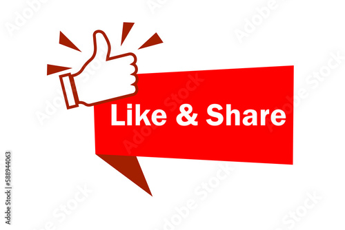 Red like share banner. Communication, web, social network media, app button. Vector illustration.
