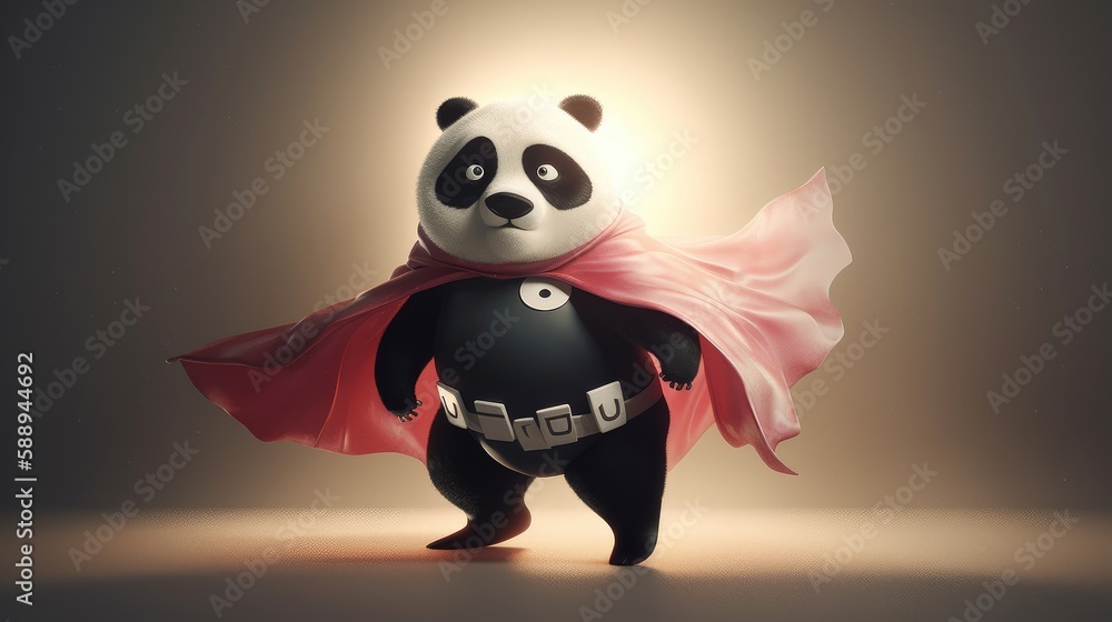cute panda bear superhero cartoon. Created with Generative AI. cute panda bear superhero cartoon. Created with Generative AI.