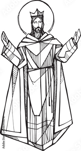 Hand drawn illustration of Christ the King..