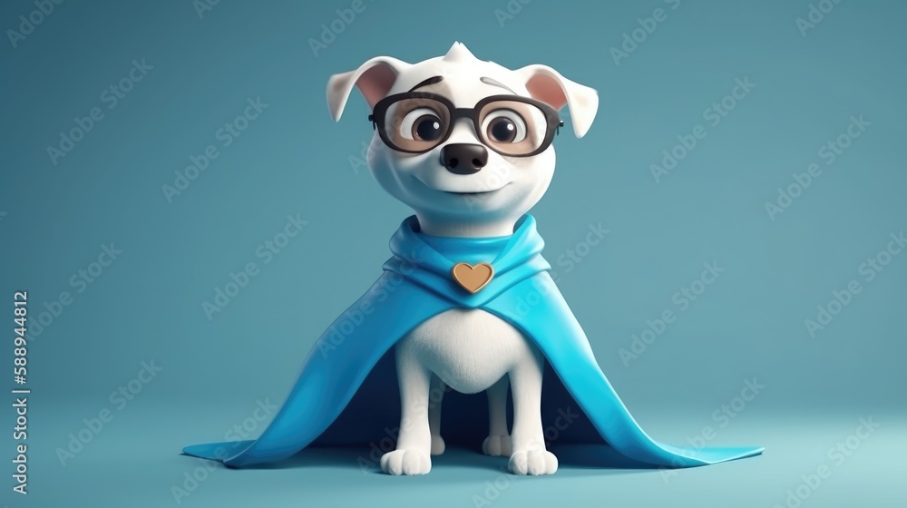 Cartoon superhero dog. Created with Generative AI.